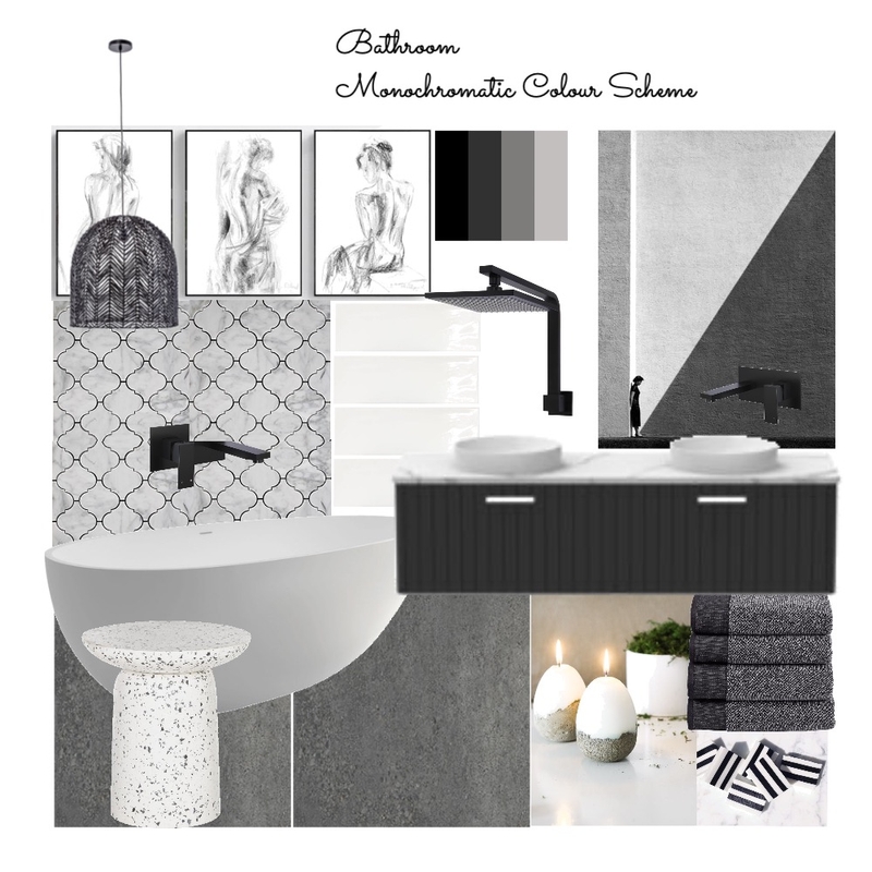 Bathroom Monochromatic Mood Board by court_dayle on Style Sourcebook