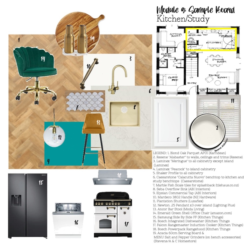 Module 9 - Sample Board (Kitchen/Study) Mood Board by fleurwalker on Style Sourcebook