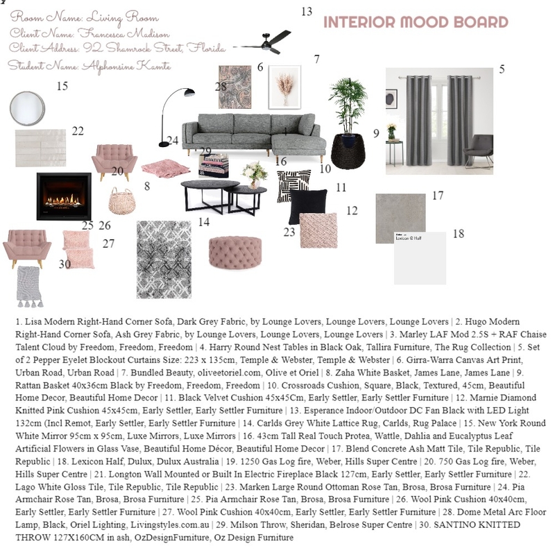 Francesca Mood Board Mood Board by Alphonsine Kamte on Style Sourcebook