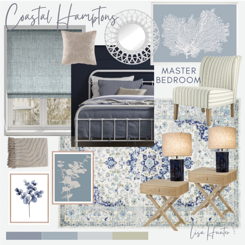 Coastal Hamptons Master Bedroom Mood Board by Lisa Hunter Interiors on Style Sourcebook