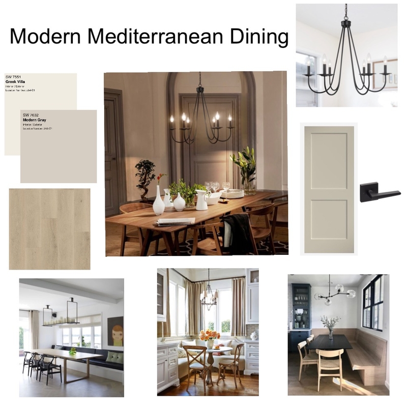 Modern Mediterranean Dining Mood Board by Mary Helen Uplifting Designs on Style Sourcebook