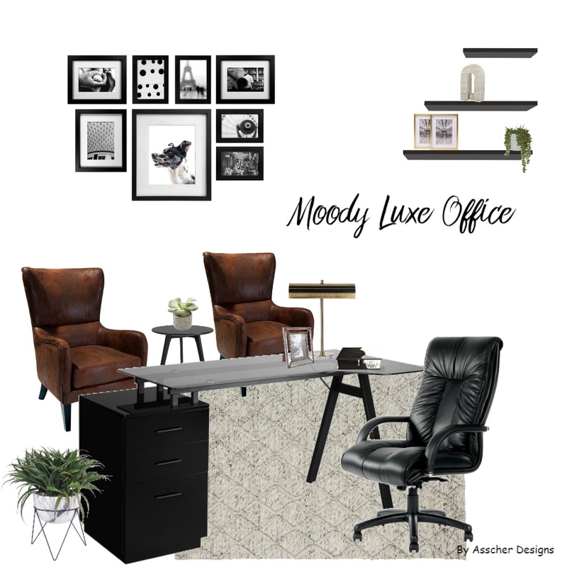 Moody Luxe Office Mood Board by Asscher Designs on Style Sourcebook