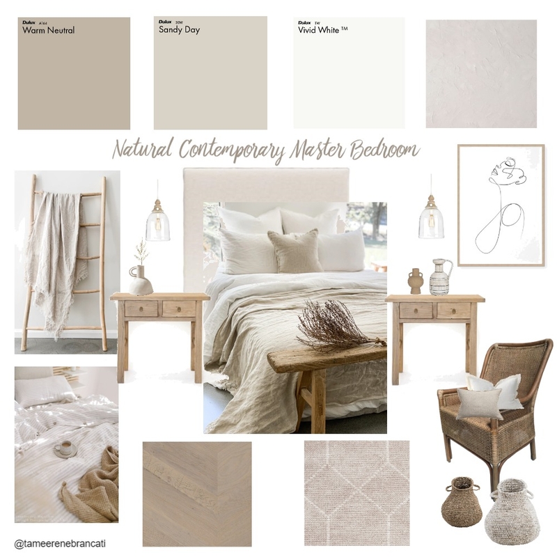 NATURAL CONTEMPORARY MASTER BEDROOM Mood Board by Tamee Rene' Brancati on Style Sourcebook