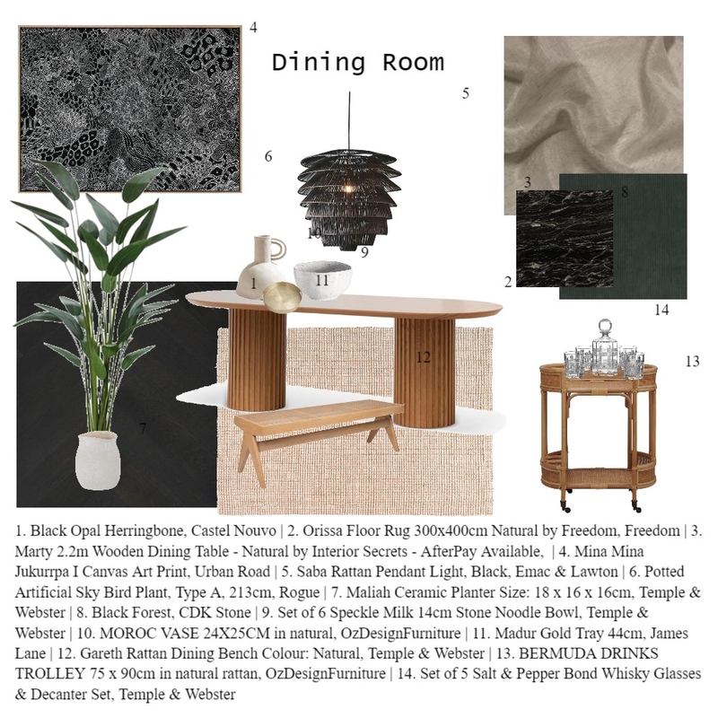 Module 9 Dining Room Mood Board by AliceBurnard on Style Sourcebook