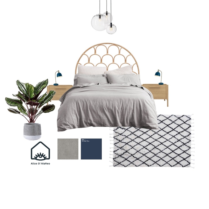 Blue rattan linen bedroom Mood Board by ADesignAlice on Style Sourcebook