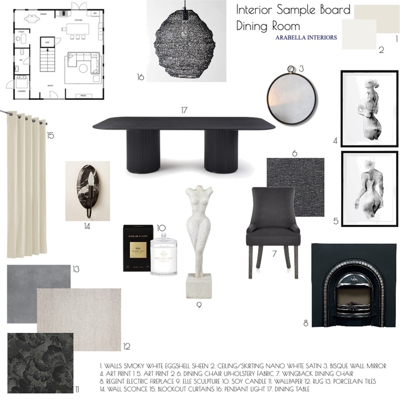 Dining room sample board Mood Board by angelinaruso on Style Sourcebook