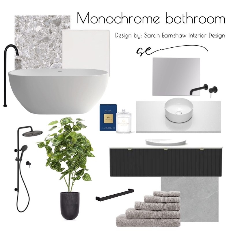 Monochromatic Bathroom Mood Board by Sarah Earnshaw Interior Design on Style Sourcebook