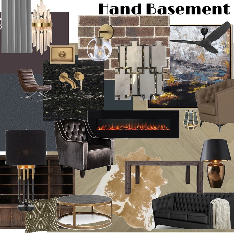 Masculine Modern Transitional Basement Mood Board by MaggieLou on Style Sourcebook