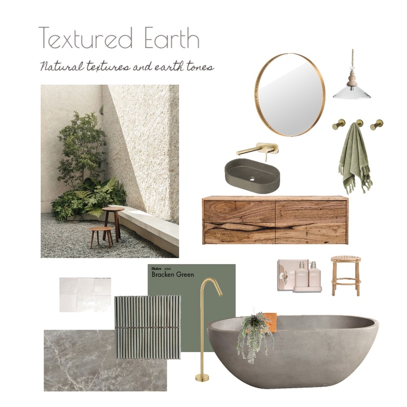 Textured Earth Bathroom Mood Board by Sharna Seymour on Style Sourcebook