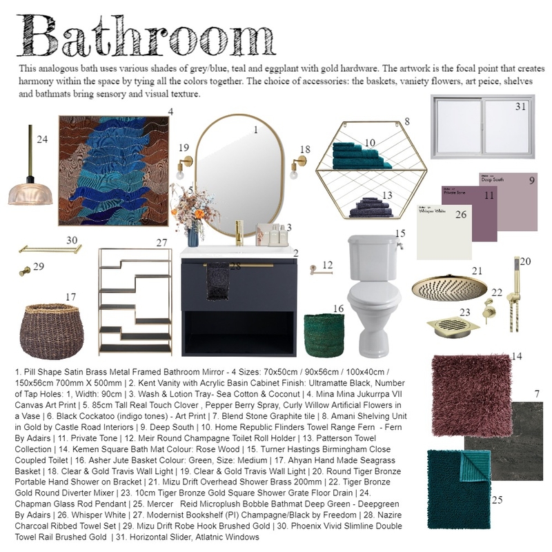 Analogous Bath Mood Board by Bree.Nguyen on Style Sourcebook