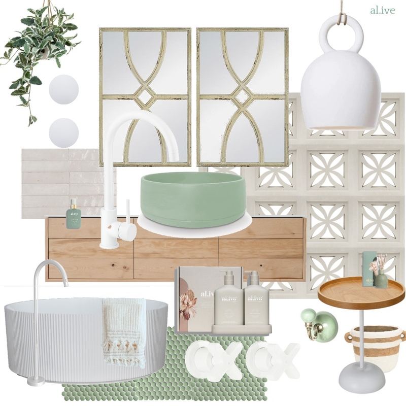 modern vintage palm springs bathroom Mood Board by bianca.peart on Style Sourcebook