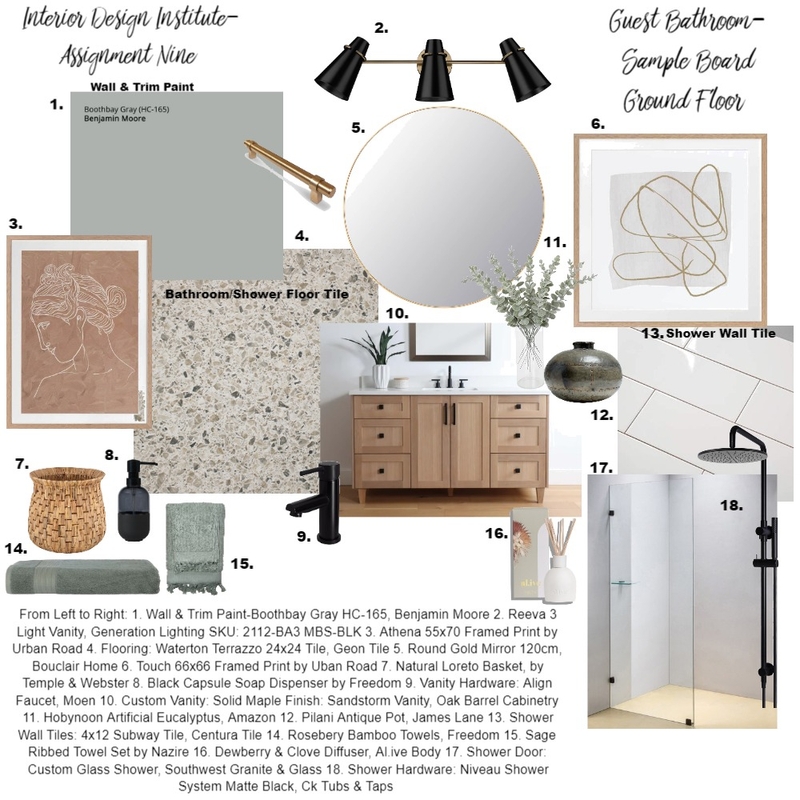 IDI-M9 Guest Bathroom Sample Board Mood Board by AmeliaRose on Style Sourcebook