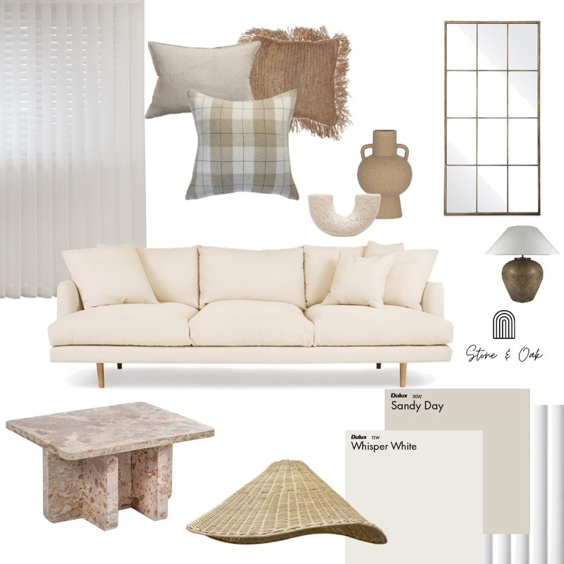 Beige living room Mood Board by Stone and Oak on Style Sourcebook