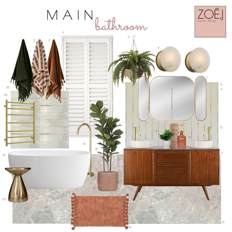 Module 10 Main Bathroom Mood Board by Zoe J on Style Sourcebook