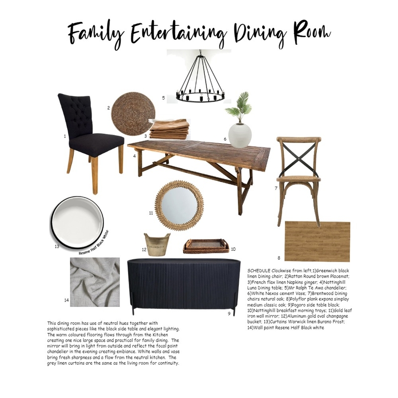 Family entertaining dining room Mood Board by BrookeMcKayInteriors on Style Sourcebook