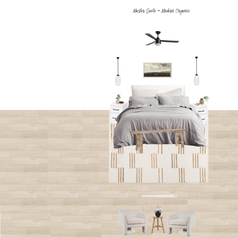 Master Suite - Modern Organic (Hendrix Rug - Kullen Bedside - Boucle Chair) Mood Board by Casa Macadamia on Style Sourcebook