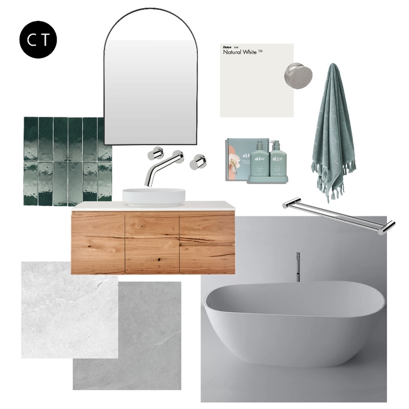 Emerald Ensuite Brushed Chrome Mood Board by Carly Thorsen Interior Design on Style Sourcebook