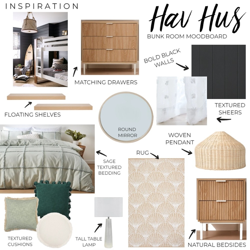 Hav Hus Moodboard - Bunk Room Green Mood Board by Danielle on Style Sourcebook