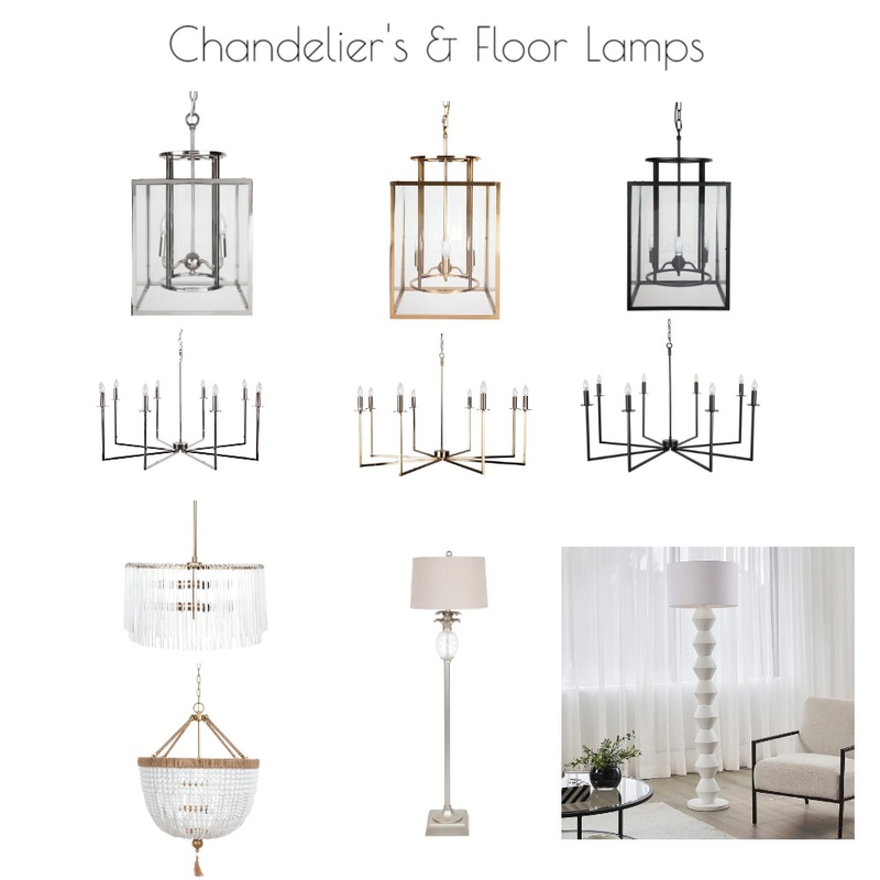 Salty Lane Chandelier's & Floor Lamps Mood Board by christina_helene designs on Style Sourcebook