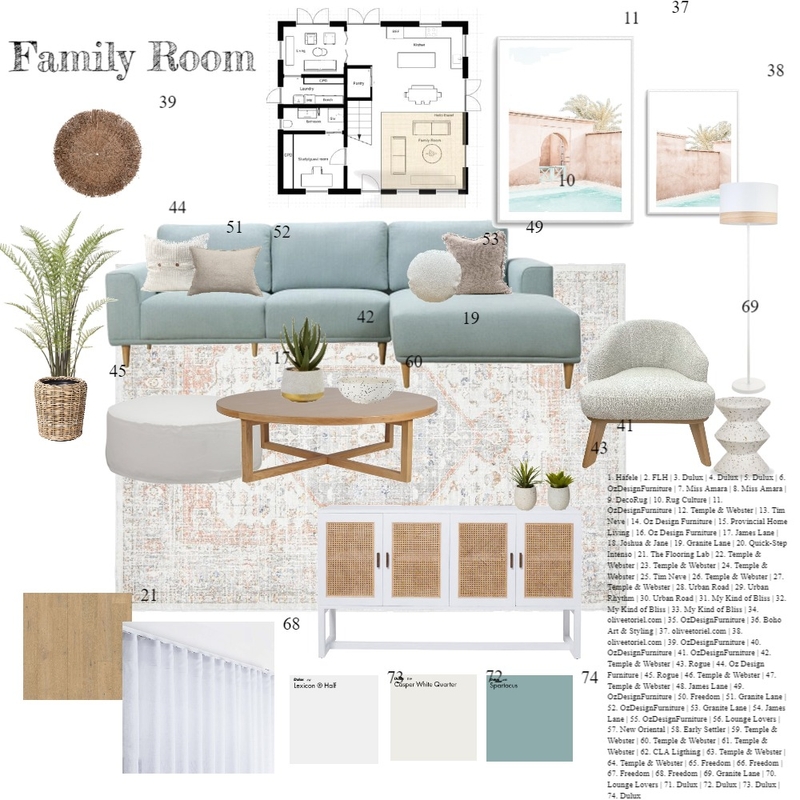 Module 9 Family Room Mood Board by @ourleafyabode on Style Sourcebook