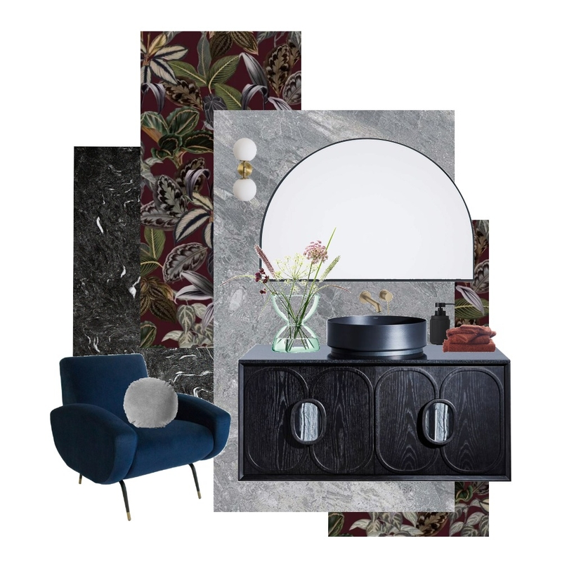 Dark + Stormy Luxe Ensuite Mood Board by rubytalaj on Style Sourcebook