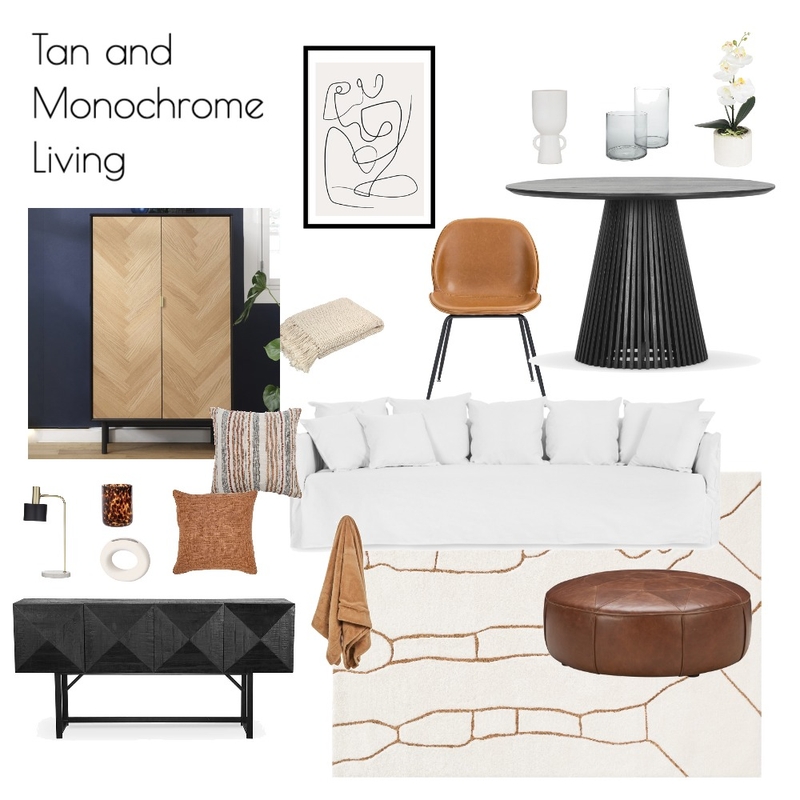 Tan and Monochrome Living Mood Board by Laura Goodwin Creative on Style Sourcebook