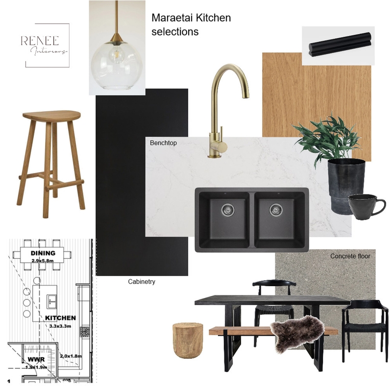 Maraetai kitchen moodboard gold Mood Board by Renee Interiors on Style Sourcebook