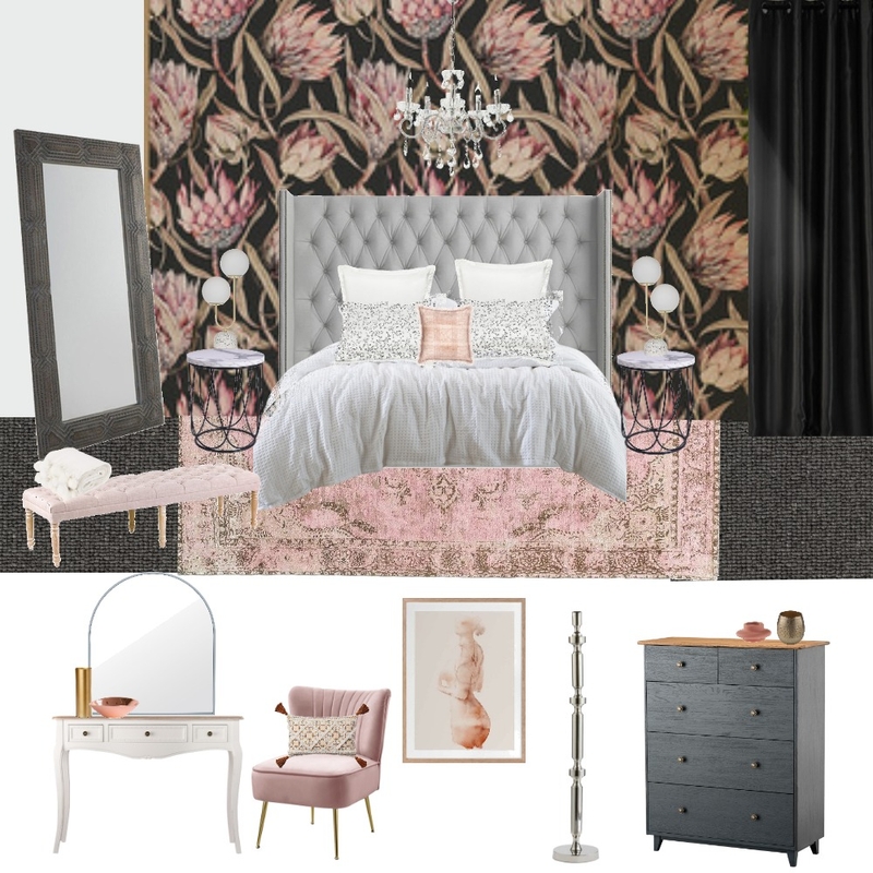 Blk & Pnk Bdroom Mood Board by Aesthetically Speaking Amy on Style Sourcebook