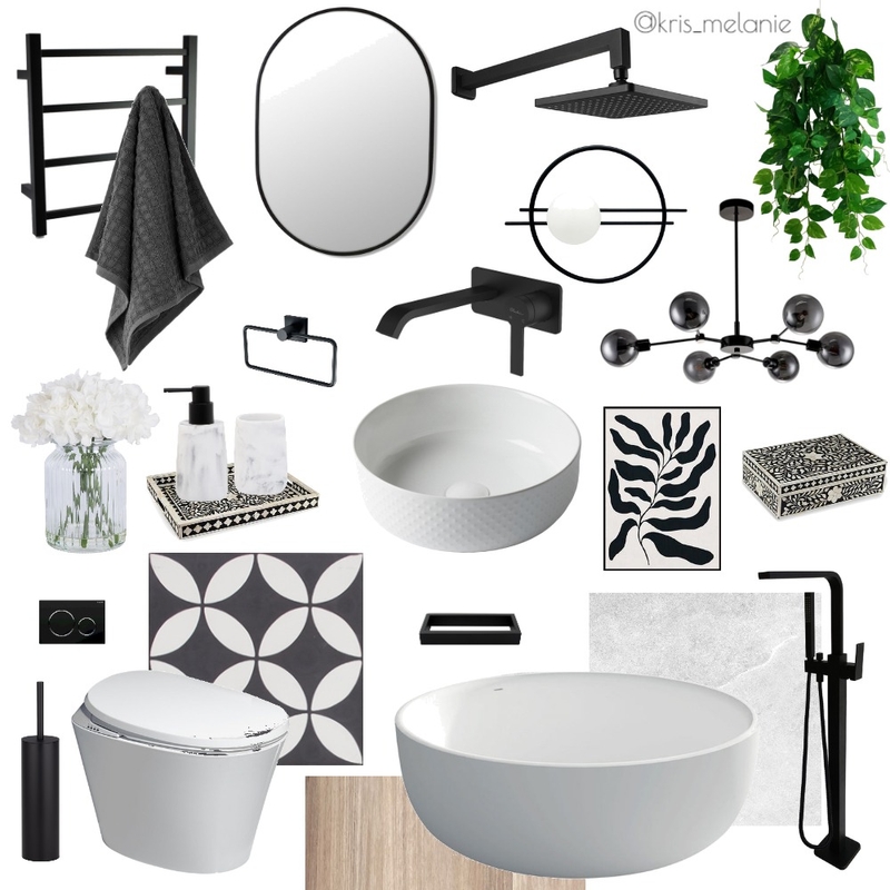 Black and White Bathroom Mood Board by kris_melanie on Style Sourcebook