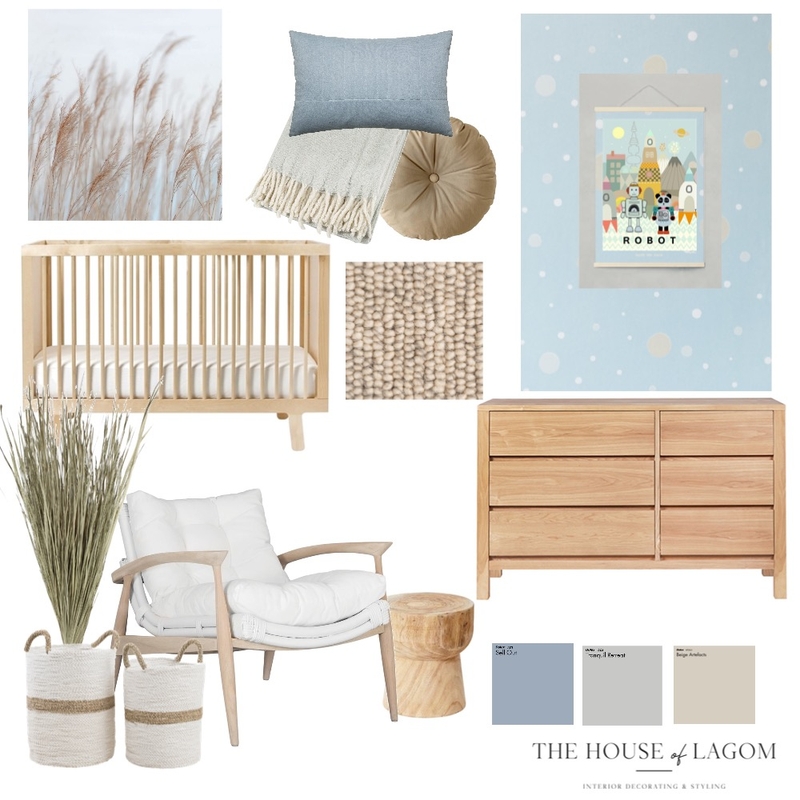 Majvillan Wallpaper Confetti Blue, Unisex Nursery Mood Board by The House of Lagom on Style Sourcebook