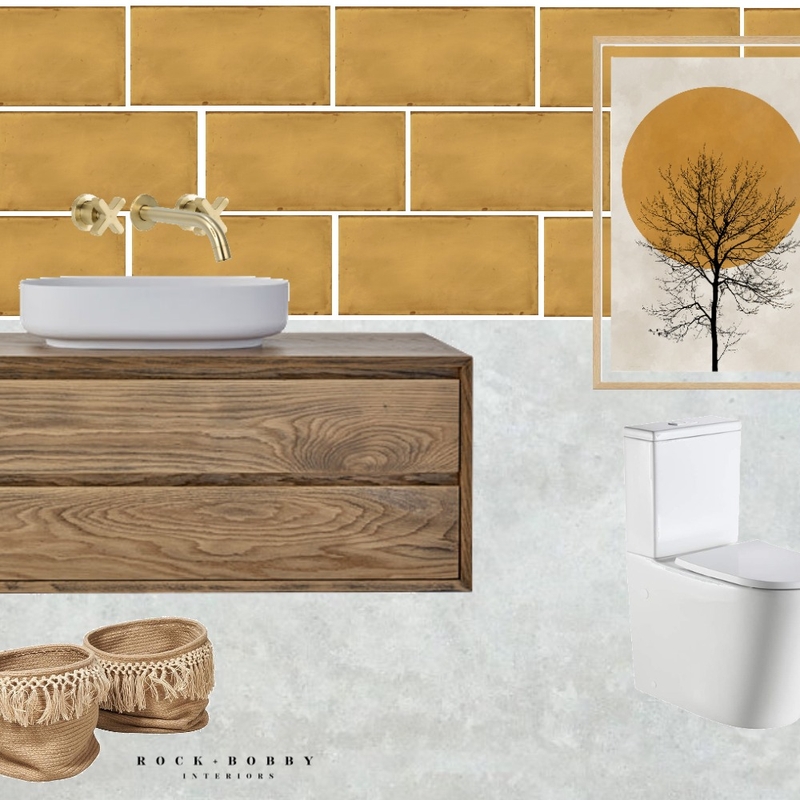 mustard bathroom Mood Board by ameliarogers on Style Sourcebook