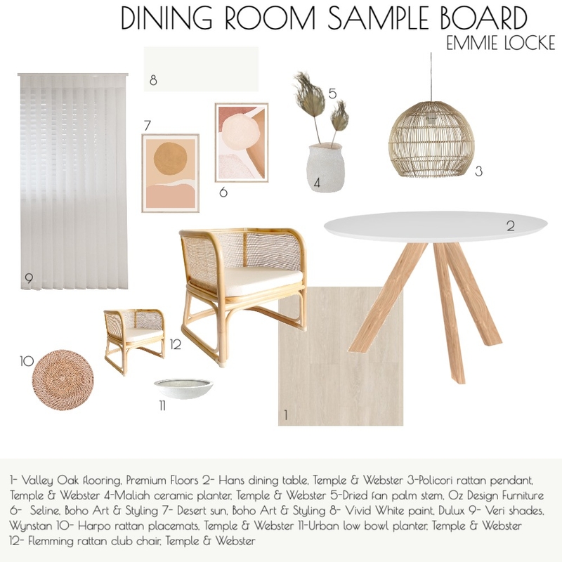 dining room sample board Mood Board by Emmie on Style Sourcebook