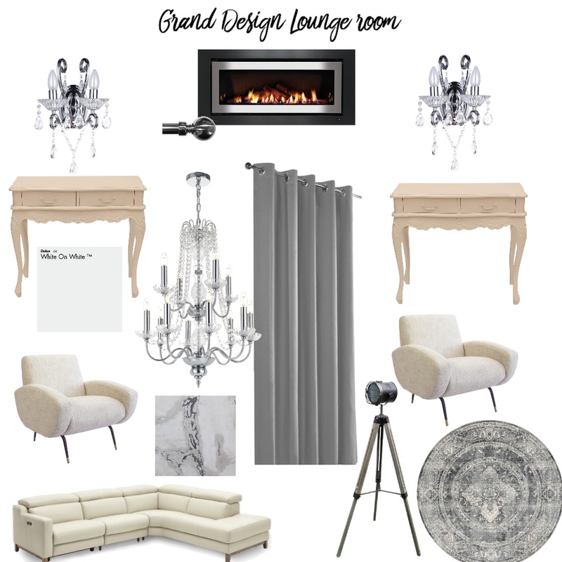 Grand Design Lounge Room Mood Board by Hearthfire Designs on Style Sourcebook