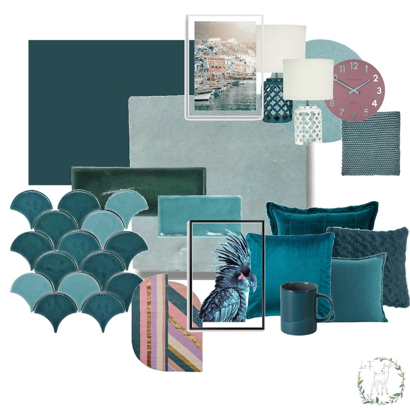 Teale with a dash of Plum Mood Board by Laurel and Fawne on Style Sourcebook