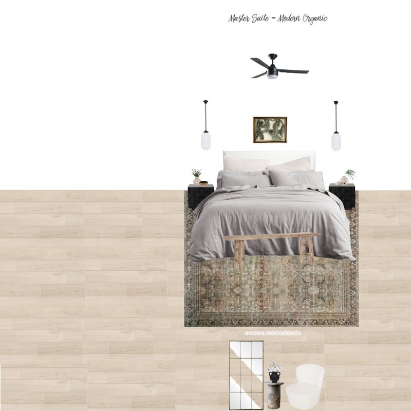 Master Suite - Modern Organic (Layla 1 Mirror - Hedron Black - Boucle Chair- Vintage La Danse Wall Art) Mood Board by Casa Macadamia on Style Sourcebook