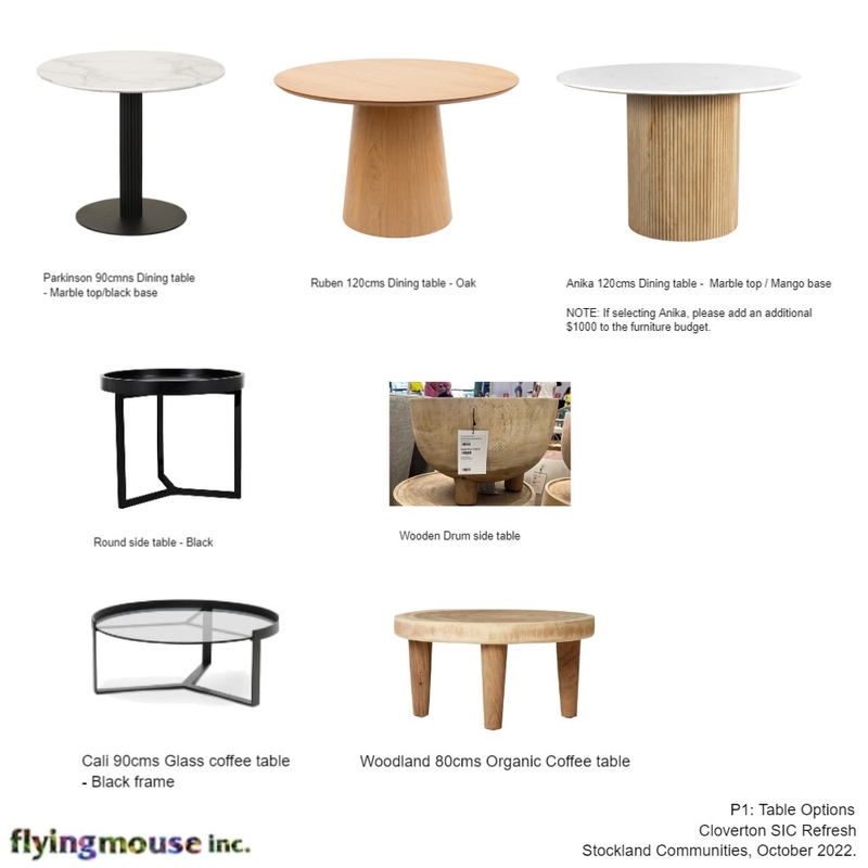 P1 - Table options Mood Board by Flyingmouse inc on Style Sourcebook