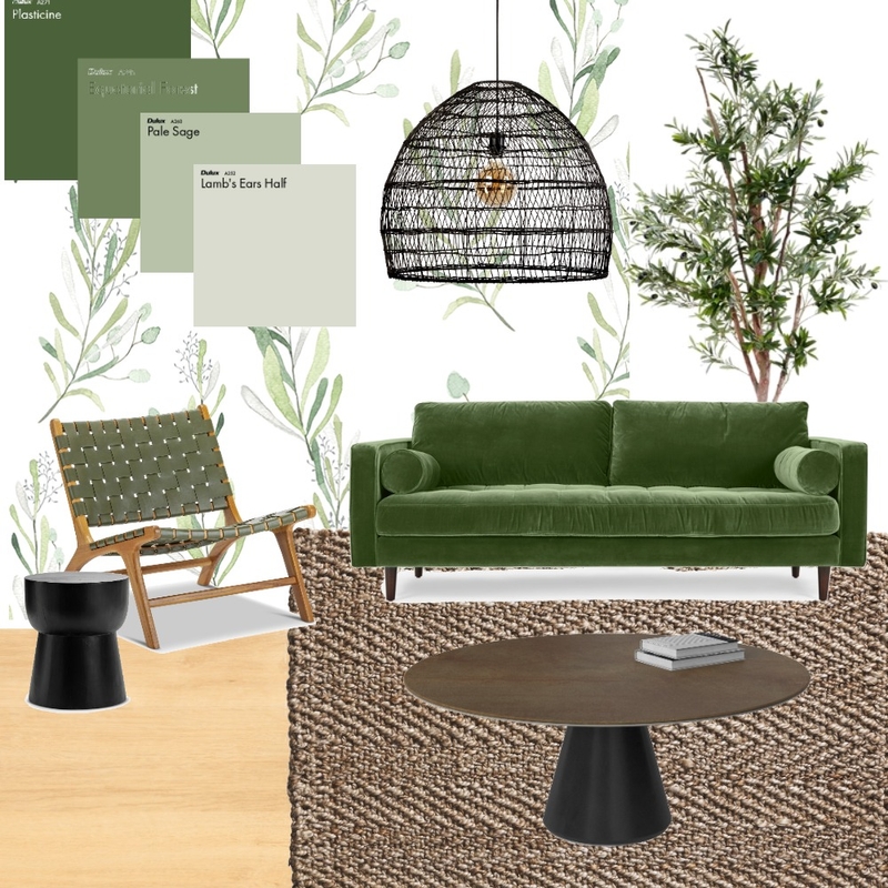 monochromatic green family room Mood Board by LStruska on Style Sourcebook