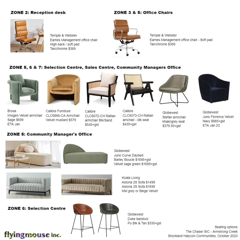 The Chaser: Seating options Mood Board by Flyingmouse inc on Style Sourcebook