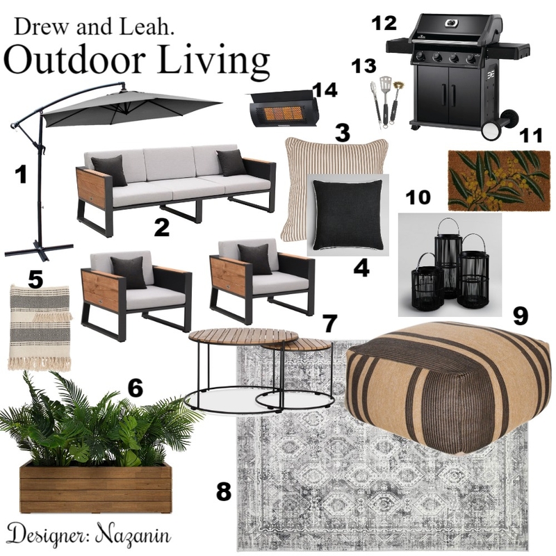 Outdoor Sample board for clients Drew and Leah. Mood Board by Nazanin on Style Sourcebook