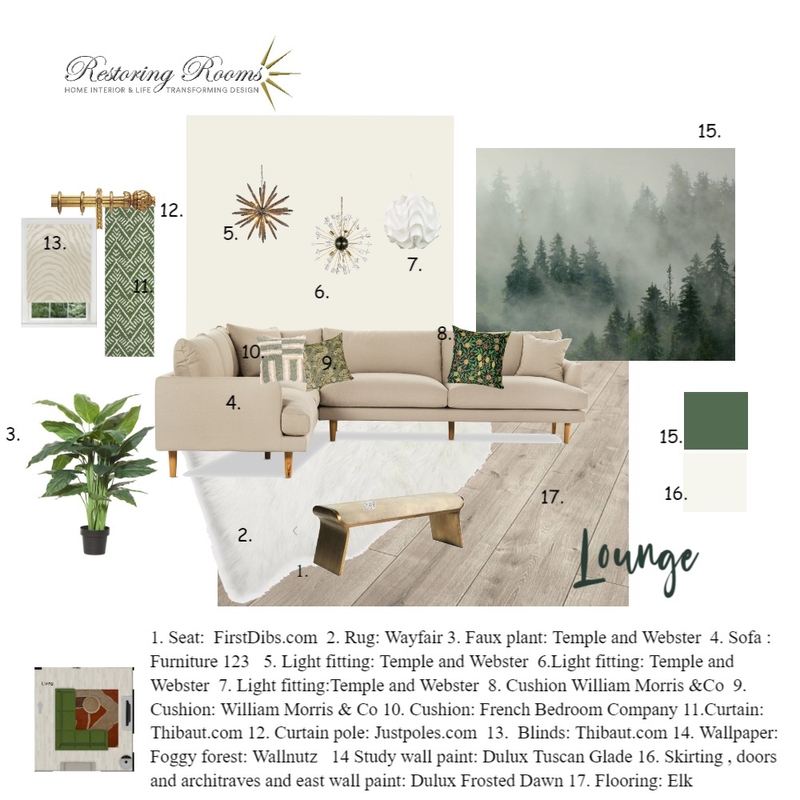 Modern forest deco lounge Mood Board by TransformingRooms on Style Sourcebook