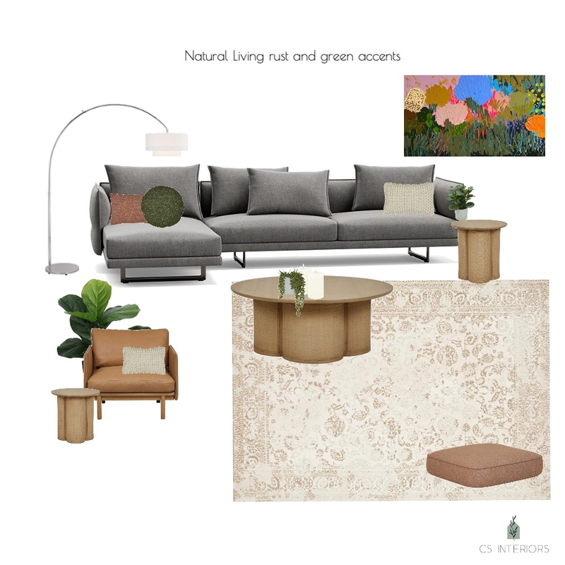 Rhian Bristow Lounge - Grey Zaza Sofa with rust Mood Board by CSInteriors on Style Sourcebook