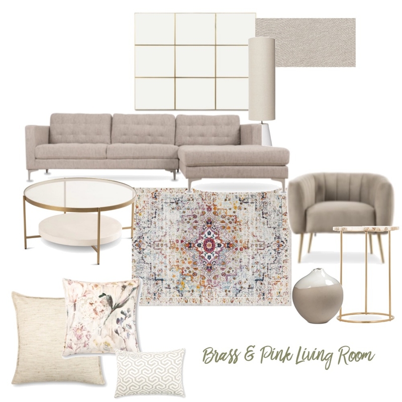 Brass & Pink Living room Mood Board by nazrana786 on Style Sourcebook