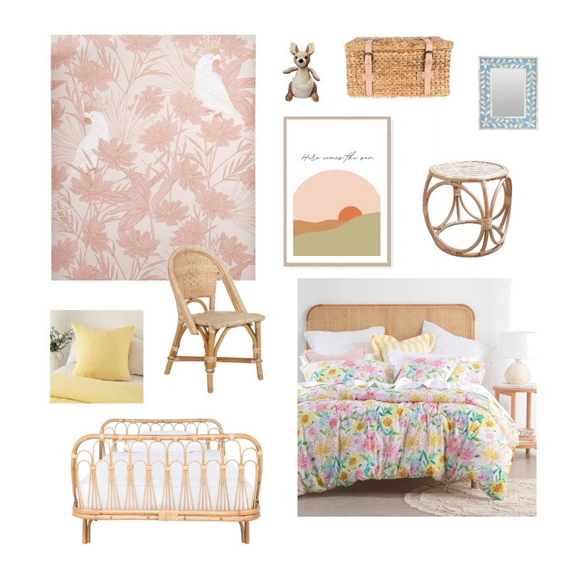 Rattan pink girls room Mood Board by Kayrener on Style Sourcebook