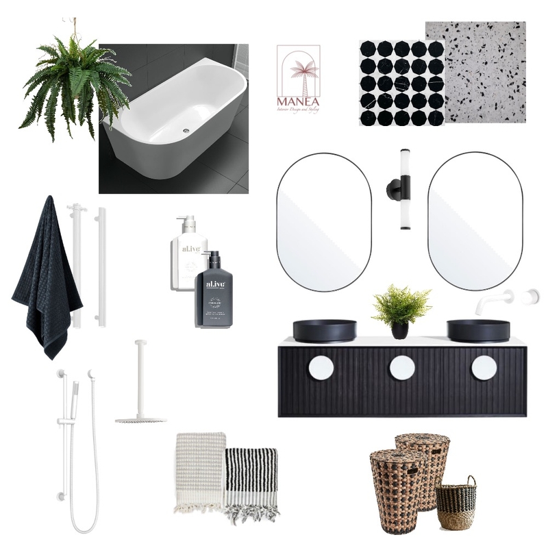 Black and White Bathroom Mood Board by Manea Interiors on Style Sourcebook