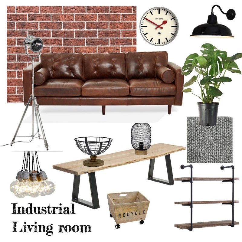 Industrial Living Room Mood Board by klaudined on Style Sourcebook