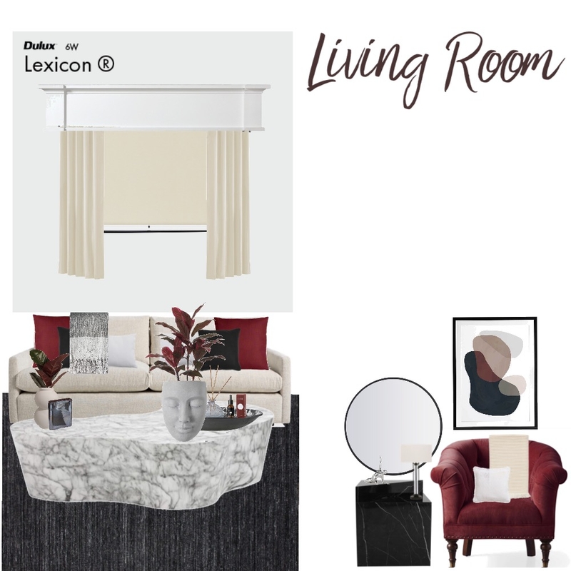 Living Room Sample Board Mood Board by CourtneyDotson on Style Sourcebook