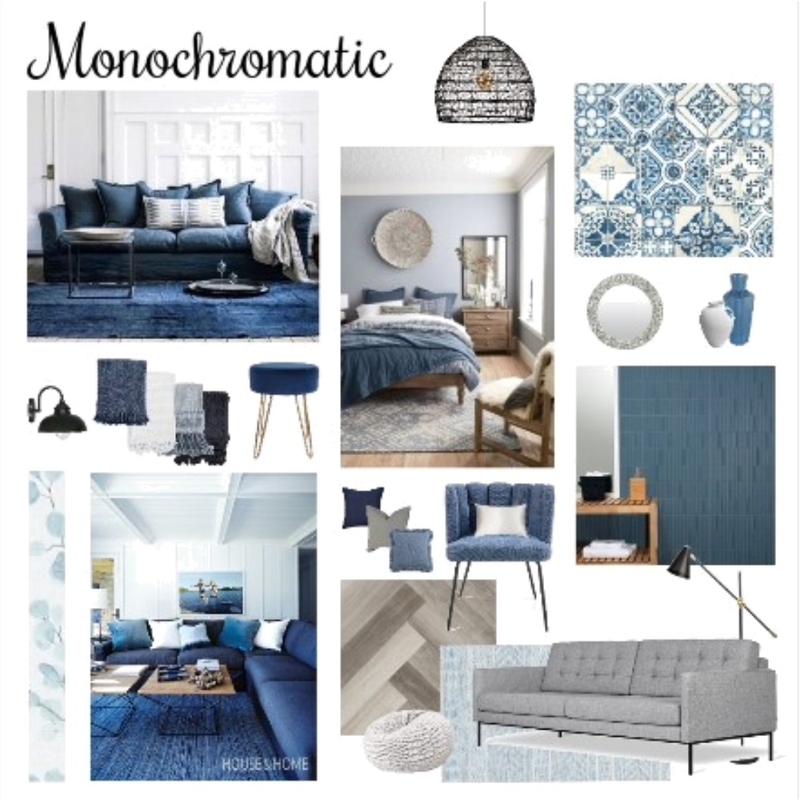 Monochromatic Blue Mood Board by Rachel Troke Design on Style Sourcebook