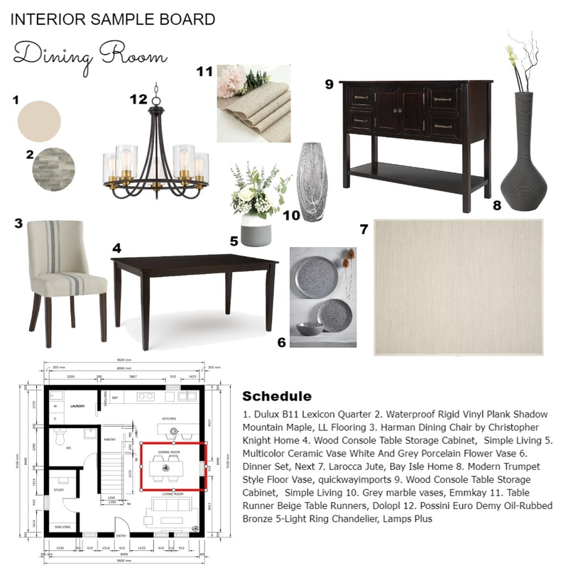 Module 9 - Dining Room Mood Board by syarifah nahrisya on Style Sourcebook