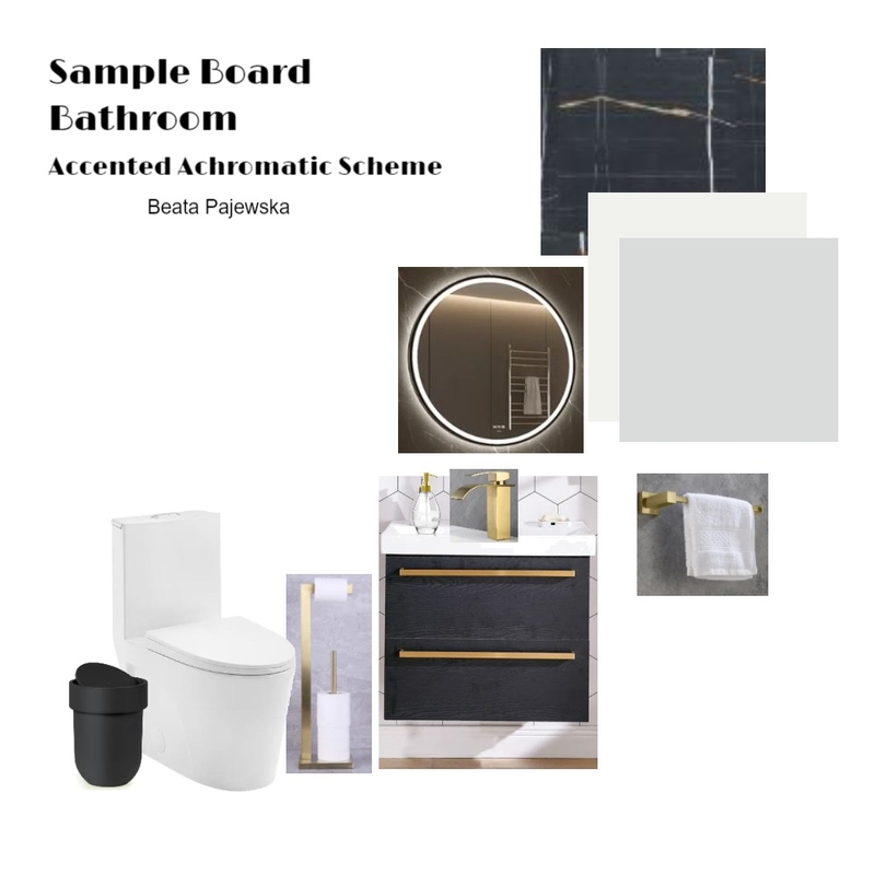 Bathroom Accented Achromatic - Sample Board Mood Board by Beata Pajewska on Style Sourcebook