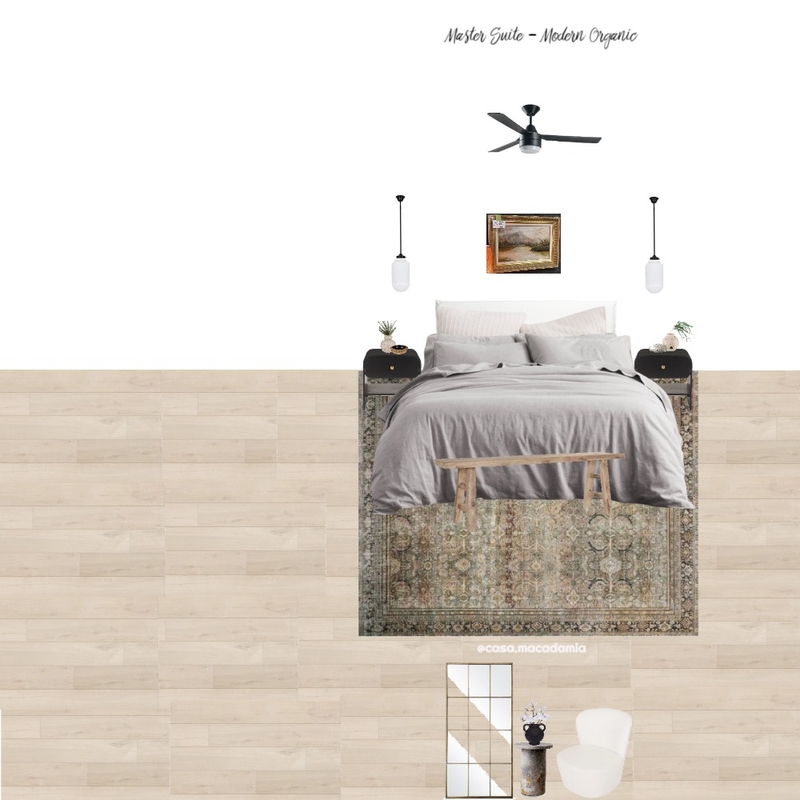 Master Suite - Modern Organic (Layla 1 Mirror - Perry Black - Boucle Chair- The Lake District Wall Art) Mood Board by Casa Macadamia on Style Sourcebook